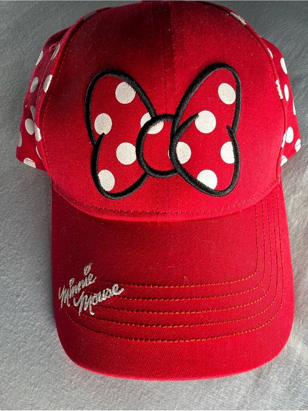 Disney Red Minnie Mouse Polka Dot Bow Cap